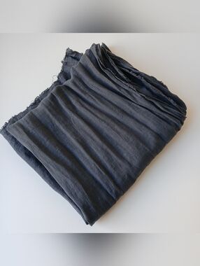 Cut Loose Linen Scarf Dark Gray Oversized Rectangle